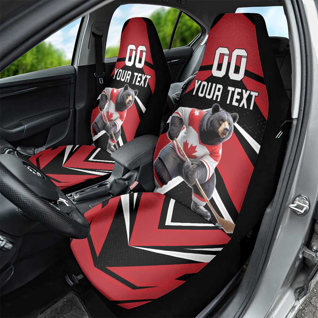 Custom Canada Hockey Car Seat Cover Black Bear Playing Ice Hockey