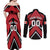 Custom Canada Hockey Couples Matching Off Shoulder Maxi Dress and Long Sleeve Button Shirt Black Bear Playing Ice Hockey