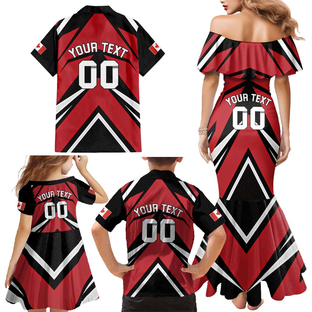 Custom Canada Hockey Family Matching Mermaid Dress and Hawaiian Shirt Black Bear Playing Ice Hockey