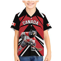Custom Canada Hockey Family Matching Mermaid Dress and Hawaiian Shirt Black Bear Playing Ice Hockey