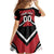 Custom Canada Hockey Family Matching Off The Shoulder Long Sleeve Dress and Hawaiian Shirt Black Bear Playing Ice Hockey