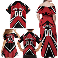 Custom Canada Hockey Family Matching Off Shoulder Maxi Dress and Hawaiian Shirt Black Bear Playing Ice Hockey