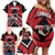 Custom Canada Hockey Family Matching Off Shoulder Short Dress and Hawaiian Shirt Black Bear Playing Ice Hockey