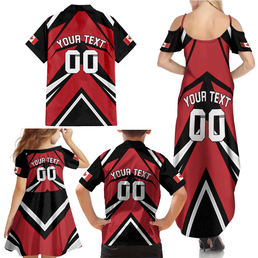 Custom Canada Hockey Family Matching Summer Maxi Dress and Hawaiian Shirt Black Bear Playing Ice Hockey