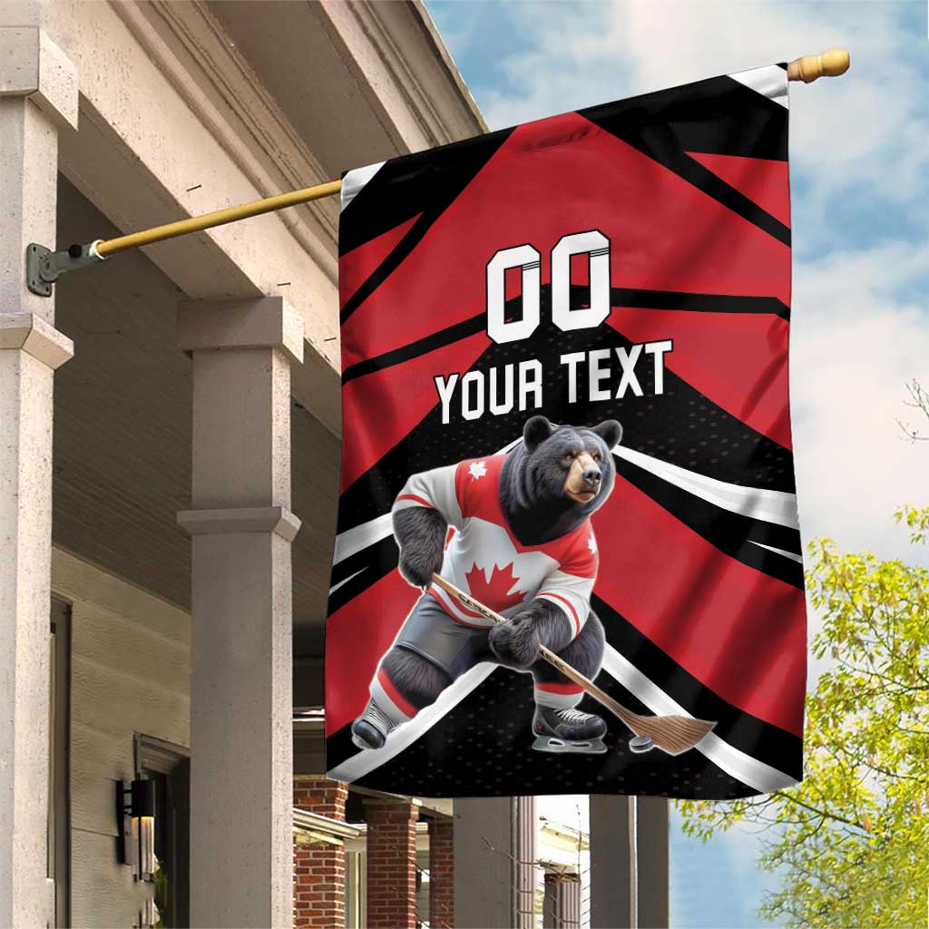Custom Canada Hockey Garden Flag Black Bear Playing Ice Hockey