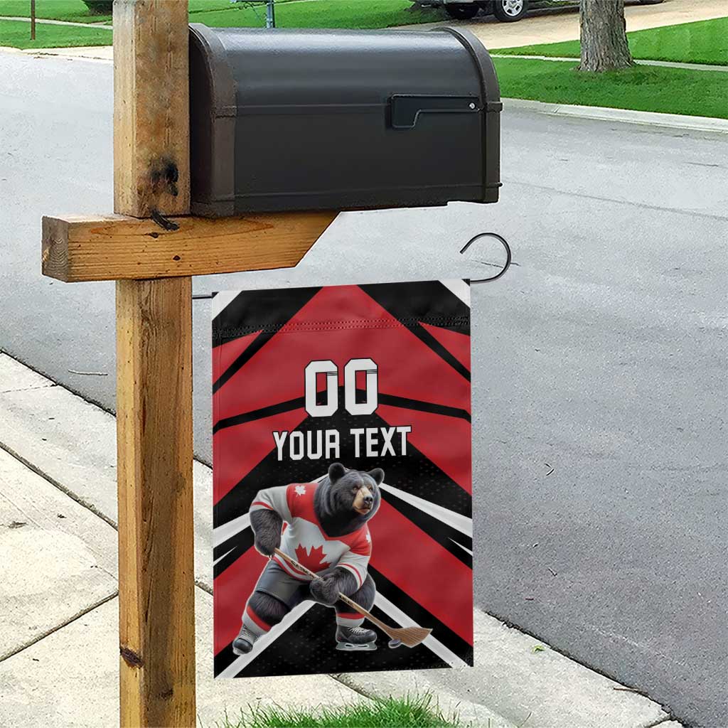 Custom Canada Hockey Garden Flag Black Bear Playing Ice Hockey