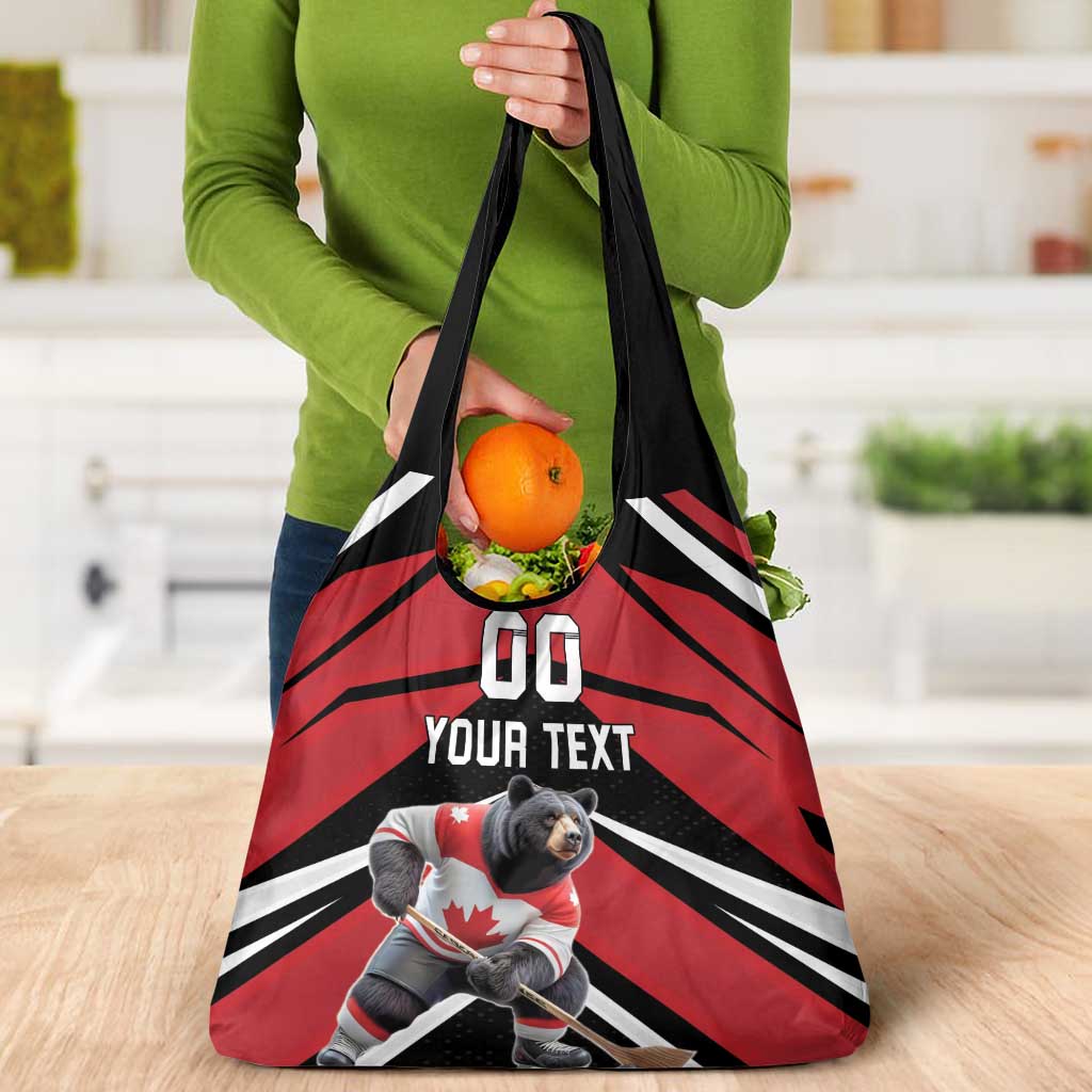 Custom Canada Hockey Grocery Bag Black Bear Playing Ice Hockey