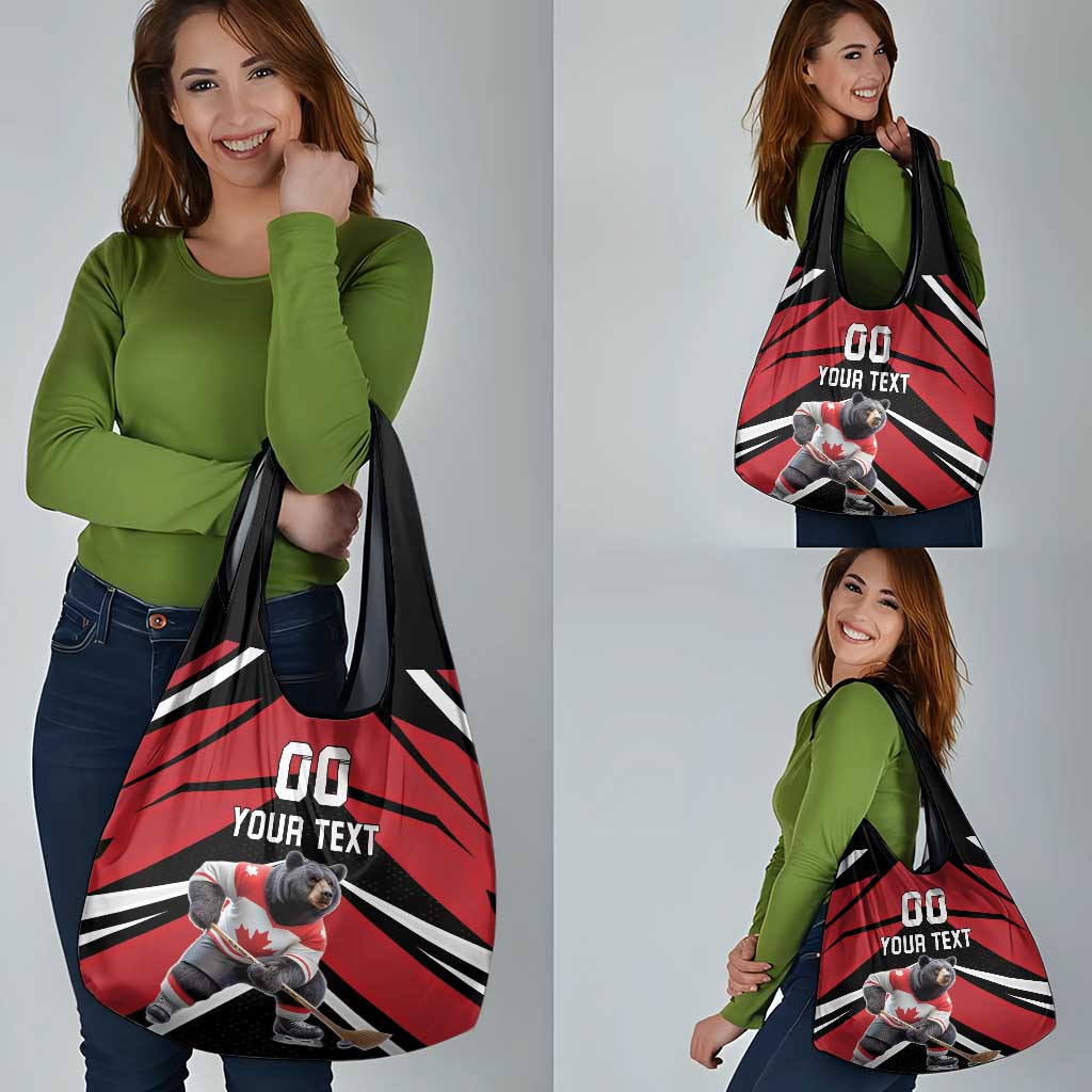 Custom Canada Hockey Grocery Bag Black Bear Playing Ice Hockey