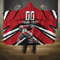 Custom Canada Hockey Hooded Blanket Black Bear Playing Ice Hockey