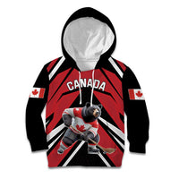 Custom Canada Hockey Kid Hoodie Black Bear Playing Ice Hockey