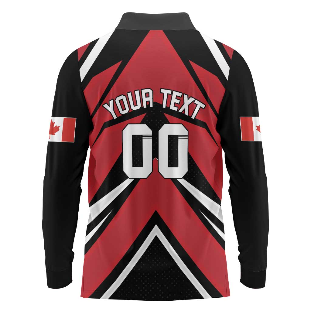 Custom Canada Hockey Long Sleeve Polo Shirt Black Bear Playing Ice Hockey