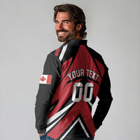 Custom Canada Hockey Long Sleeve Polo Shirt Black Bear Playing Ice Hockey
