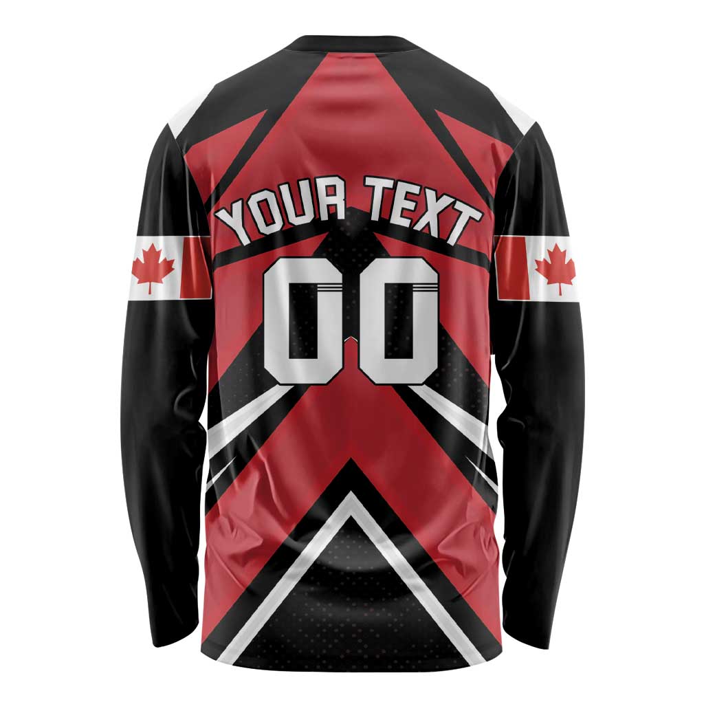 Custom Canada Hockey Long Sleeve Shirt Black Bear Playing Ice Hockey