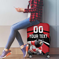 Custom Canada Hockey Luggage Cover Black Bear Playing Ice Hockey