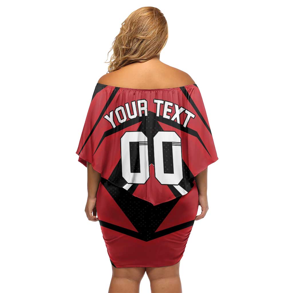 Custom Canada Hockey Off Shoulder Short Dress Black Bear Playing Ice Hockey