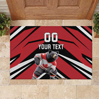 Custom Canada Hockey Rubber Doormat Black Bear Playing Ice Hockey