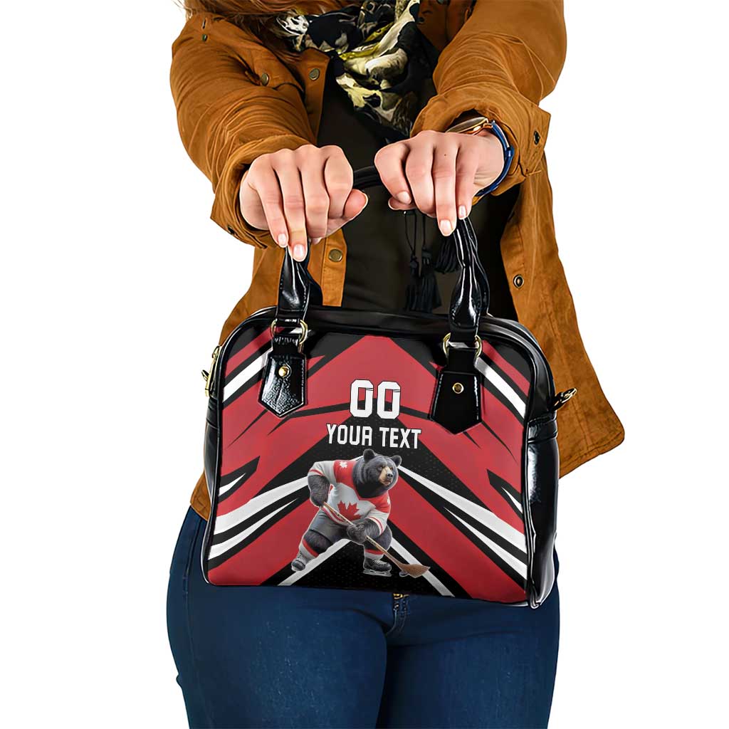 Custom Canada Hockey Shoulder Handbag Black Bear Playing Ice Hockey