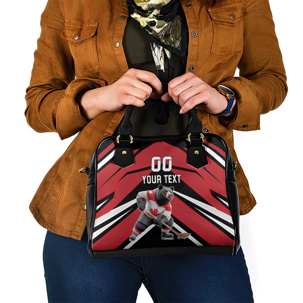Custom Canada Hockey Shoulder Handbag Black Bear Playing Ice Hockey