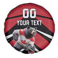 Custom Canada Hockey Spare Tire Cover Black Bear Playing Ice Hockey