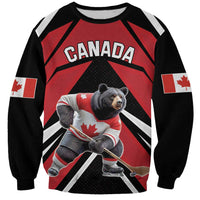 Custom Canada Hockey Sweatshirt Black Bear Playing Ice Hockey