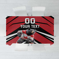 Custom Canada Hockey Tablecloth Black Bear Playing Ice Hockey