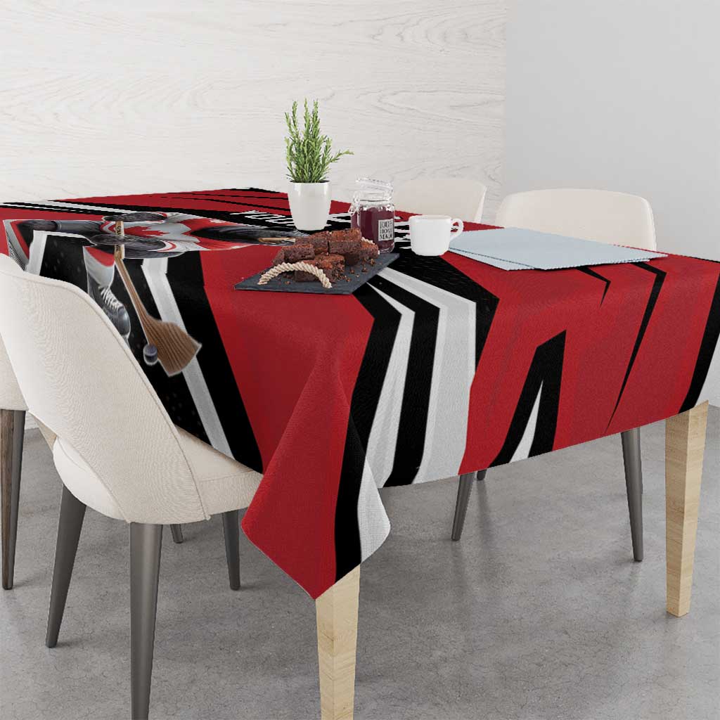 Custom Canada Hockey Tablecloth Black Bear Playing Ice Hockey