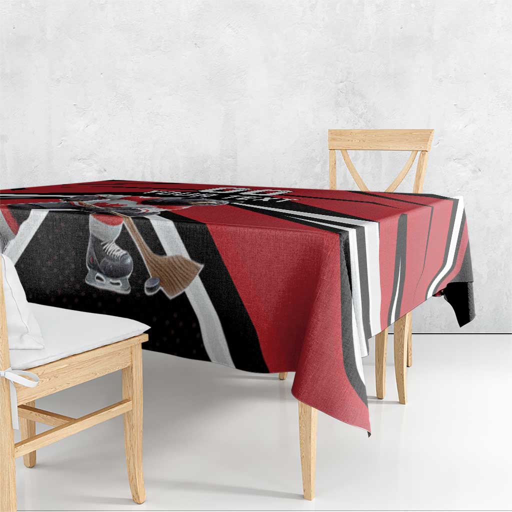 Custom Canada Hockey Tablecloth Black Bear Playing Ice Hockey