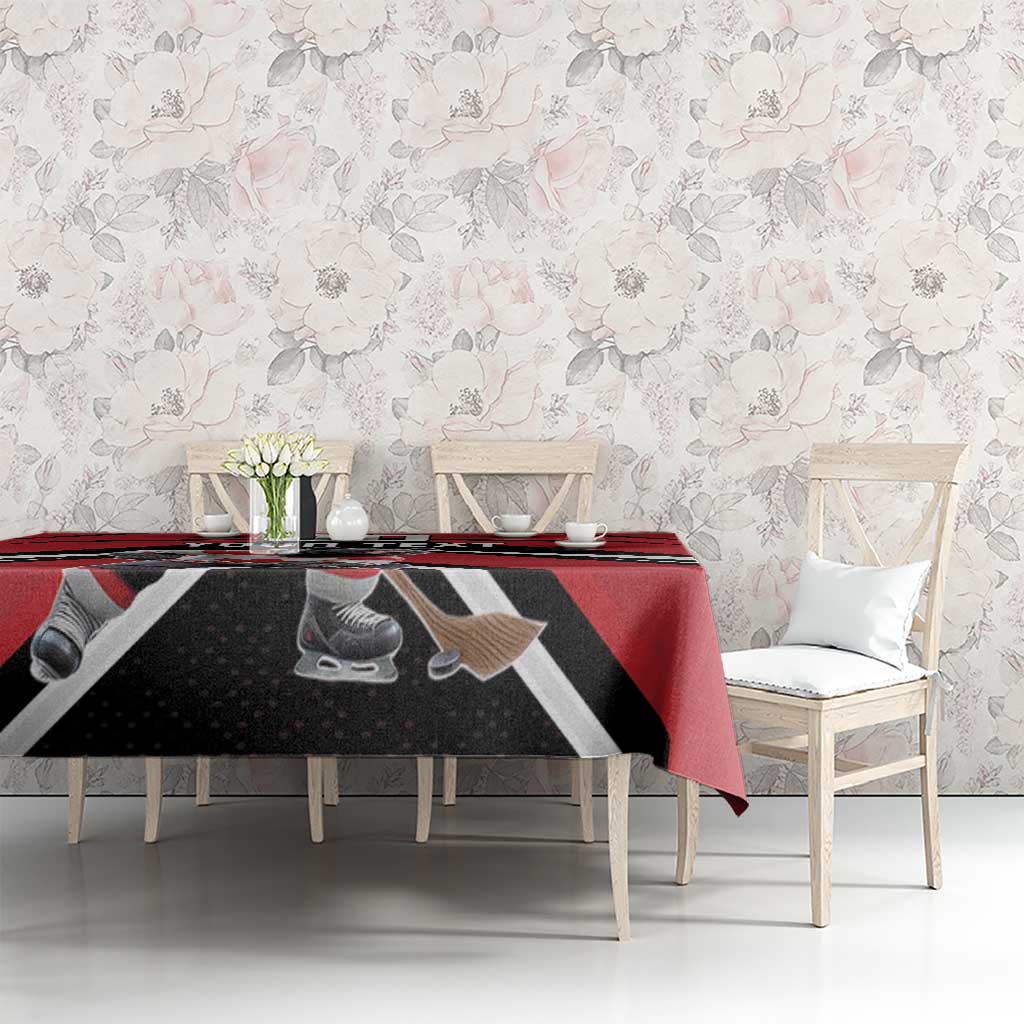Custom Canada Hockey Tablecloth Black Bear Playing Ice Hockey