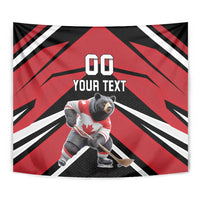 Custom Canada Hockey Tapestry Black Bear Playing Ice Hockey