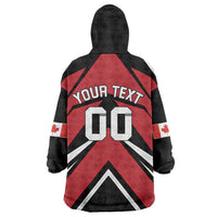 Custom Canada Hockey Wearable Blanket Hoodie Black Bear Playing Ice Hockey