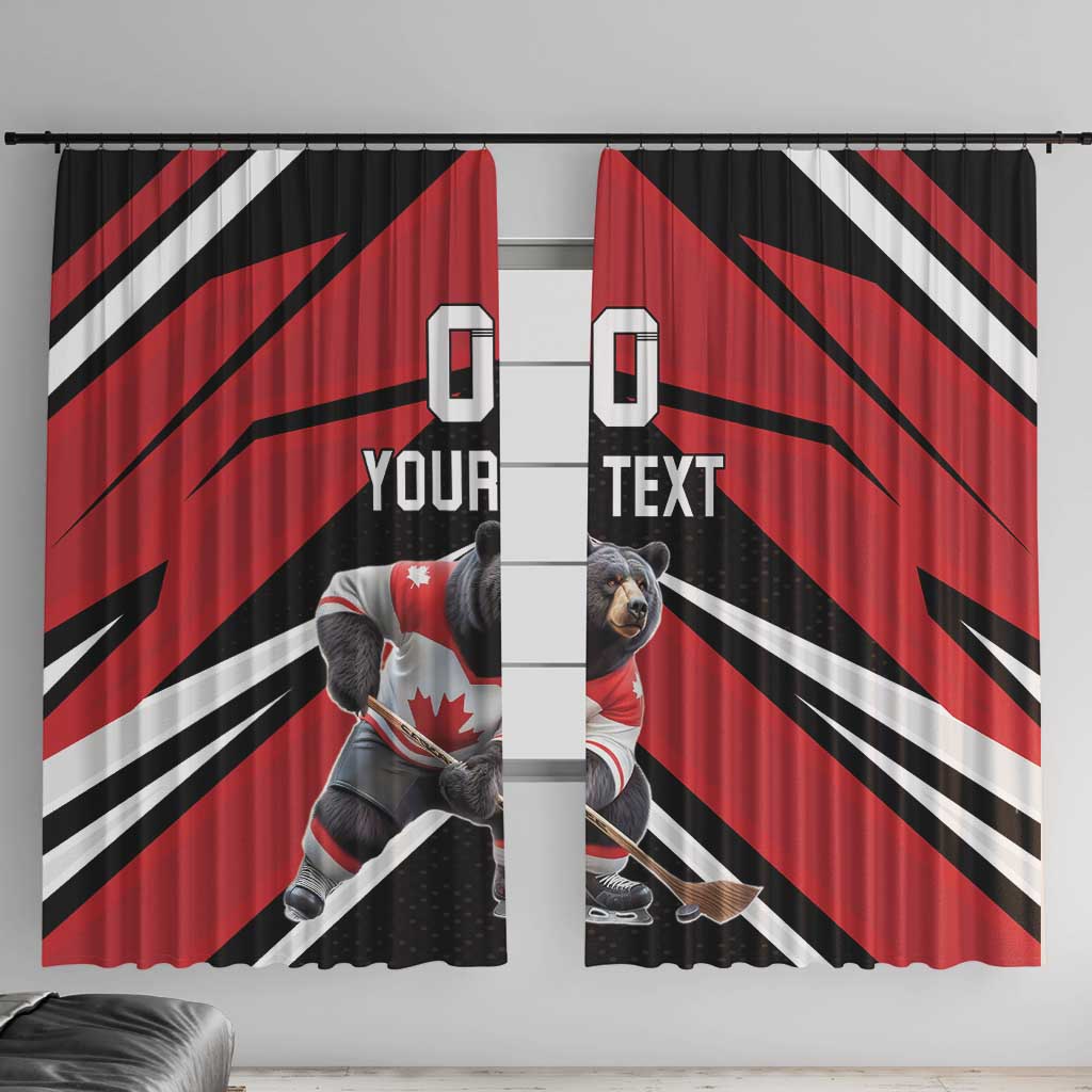 Custom Canada Hockey Window Curtain Black Bear Playing Ice Hockey