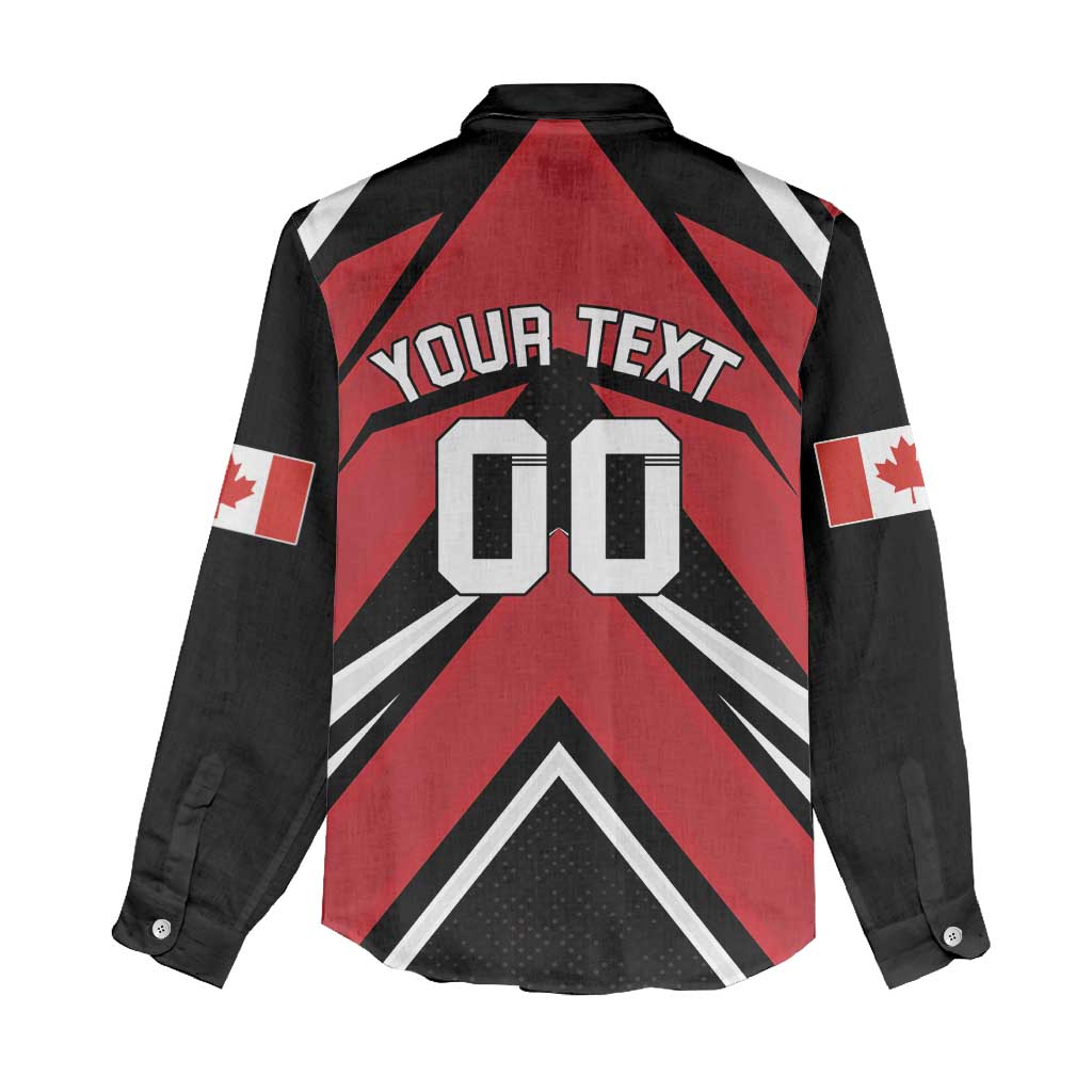 Custom Canada Hockey Women Casual Shirt Black Bear Playing Ice Hockey