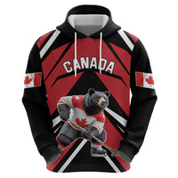 Custom Canada Hockey Zip Hoodie Black Bear Playing Ice Hockey