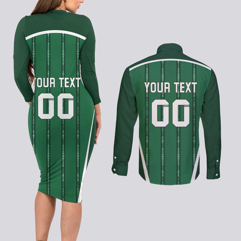 Custom Northern Ireland Football Couples Matching Long Sleeve Bodycon Dress and Long Sleeve Button Shirt Norn Iron Go Champions