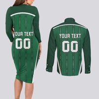Custom Northern Ireland Football Couples Matching Long Sleeve Bodycon Dress and Long Sleeve Button Shirt Norn Iron Go Champions