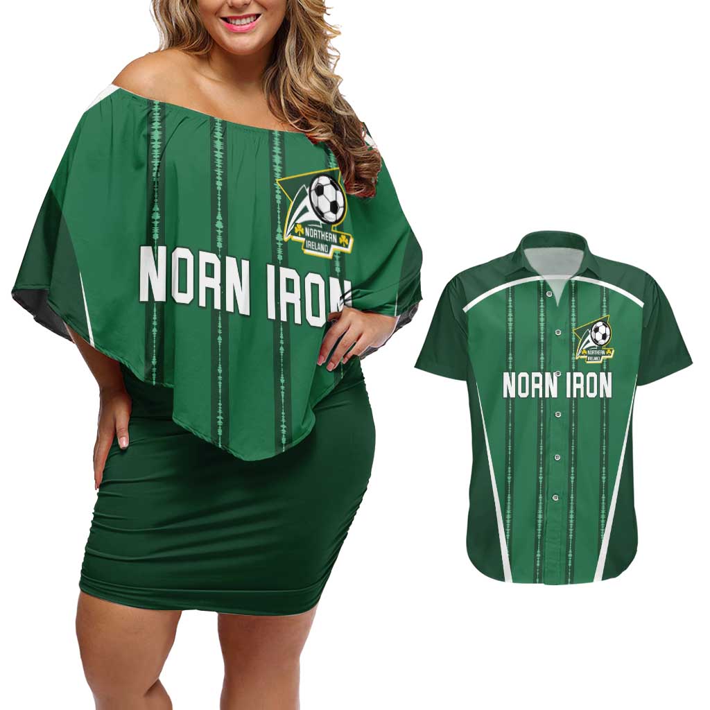 Custom Northern Ireland Football Couples Matching Off Shoulder Short Dress and Hawaiian Shirt Norn Iron Go Champions