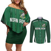 Custom Northern Ireland Football Couples Matching Off Shoulder Short Dress and Long Sleeve Button Shirt Norn Iron Go Champions