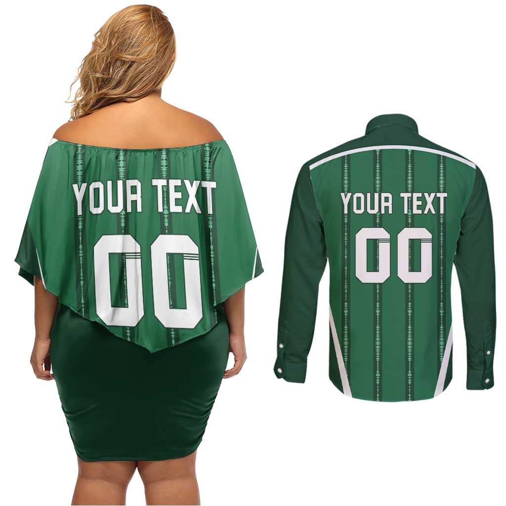 Custom Northern Ireland Football Couples Matching Off Shoulder Short Dress and Long Sleeve Button Shirt Norn Iron Go Champions