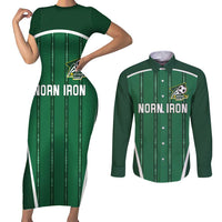 Custom Northern Ireland Football Couples Matching Short Sleeve Bodycon Dress and Long Sleeve Button Shirt Norn Iron Go Champions