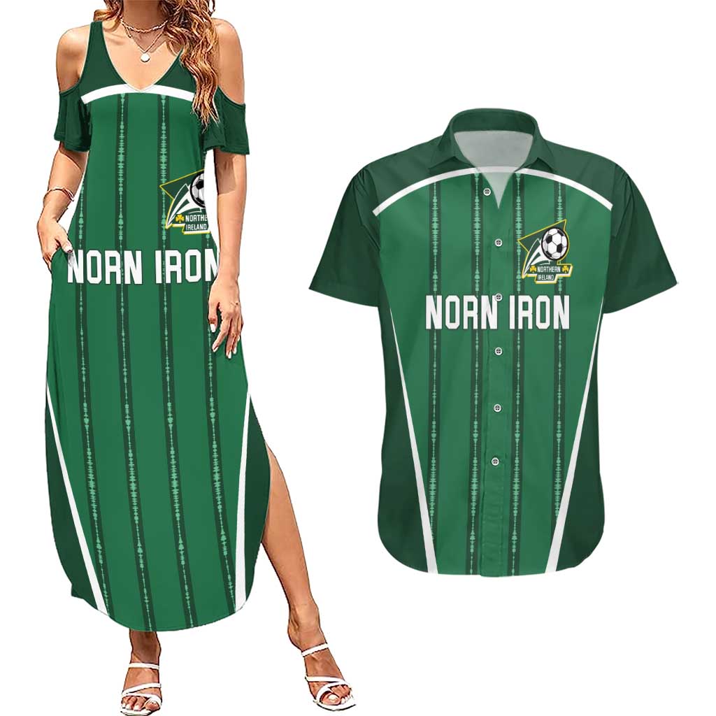 Custom Northern Ireland Football Couples Matching Summer Maxi Dress and Hawaiian Shirt Norn Iron Go Champions