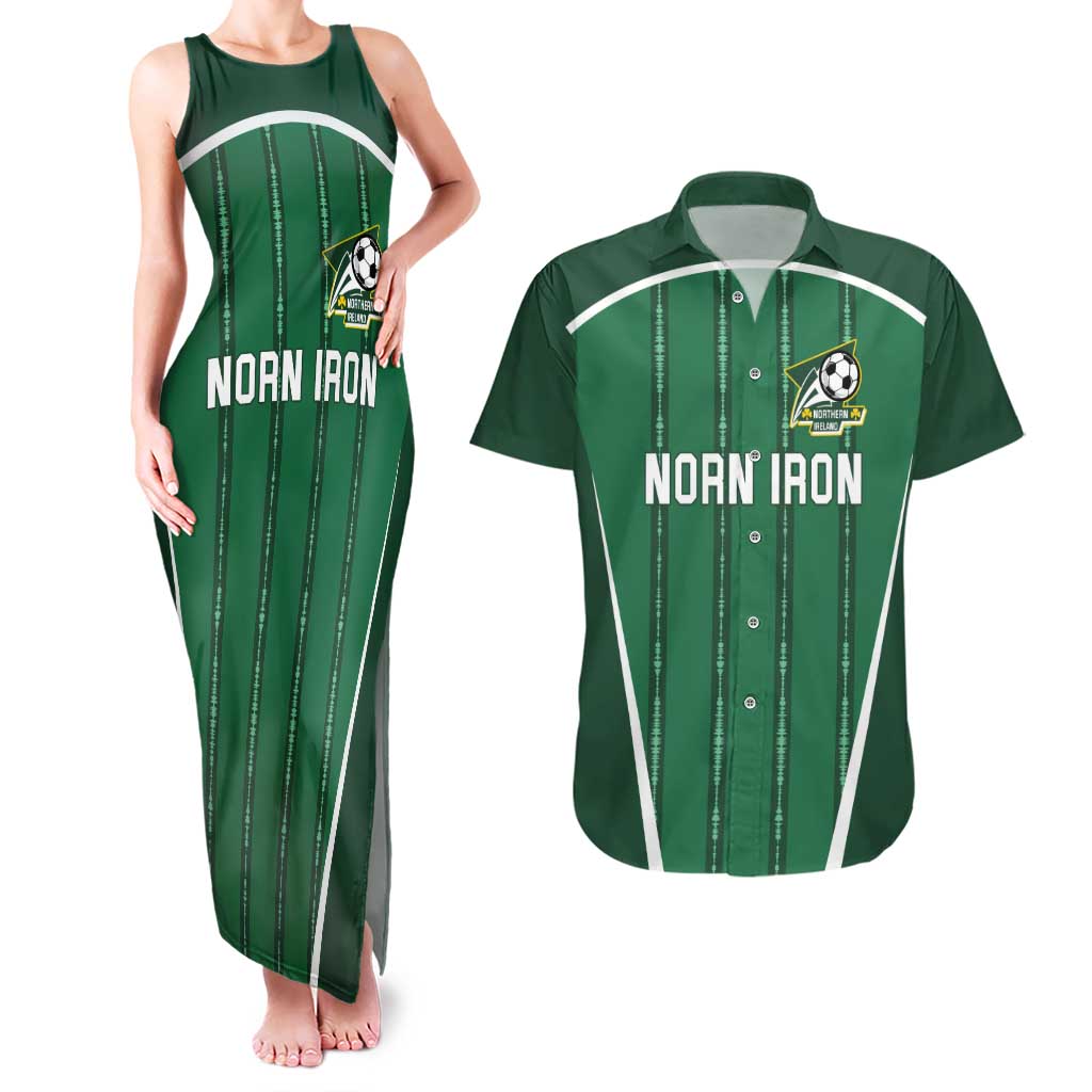 Custom Northern Ireland Football Couples Matching Tank Maxi Dress and Hawaiian Shirt Norn Iron Go Champions