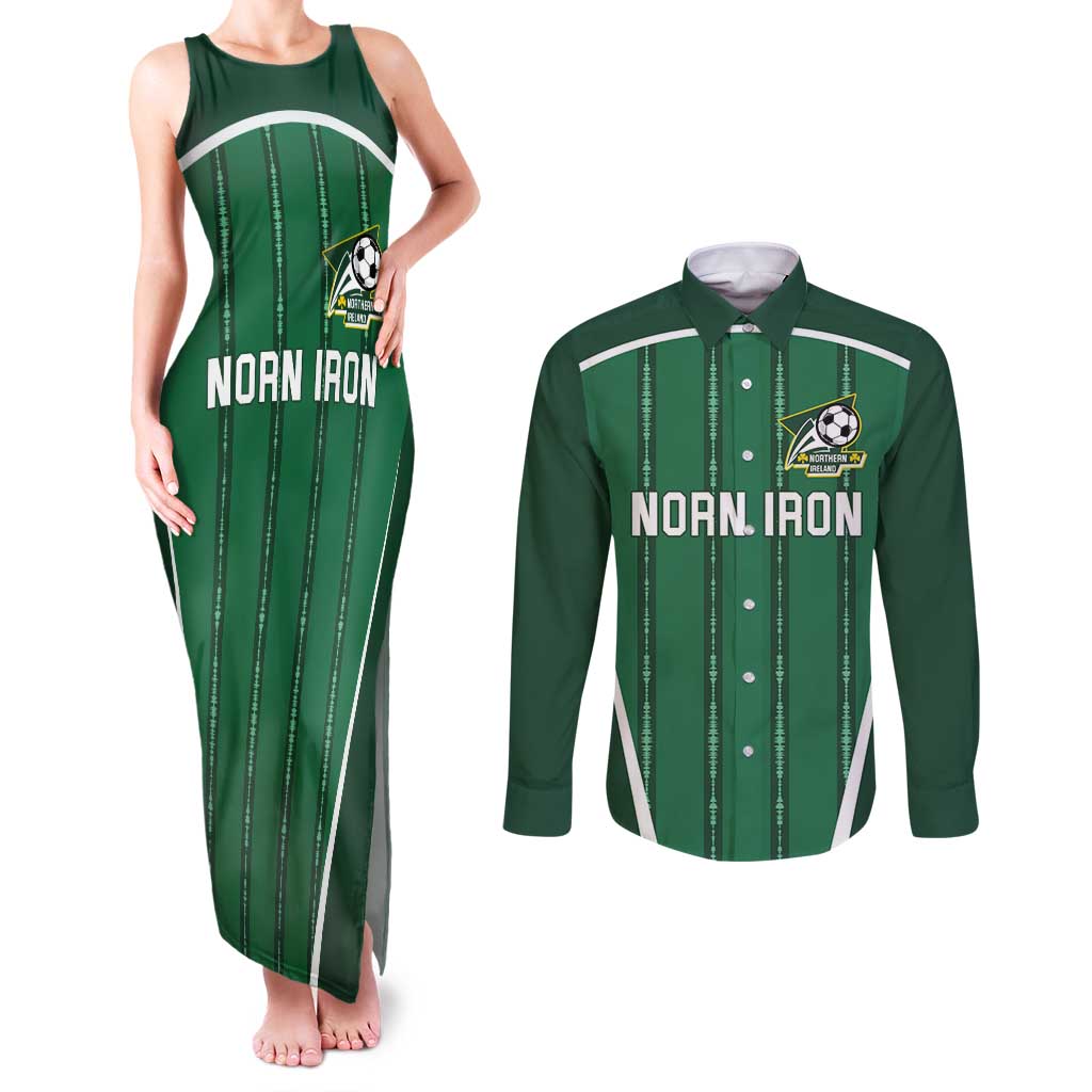 Custom Northern Ireland Football Couples Matching Tank Maxi Dress and Long Sleeve Button Shirt Norn Iron Go Champions