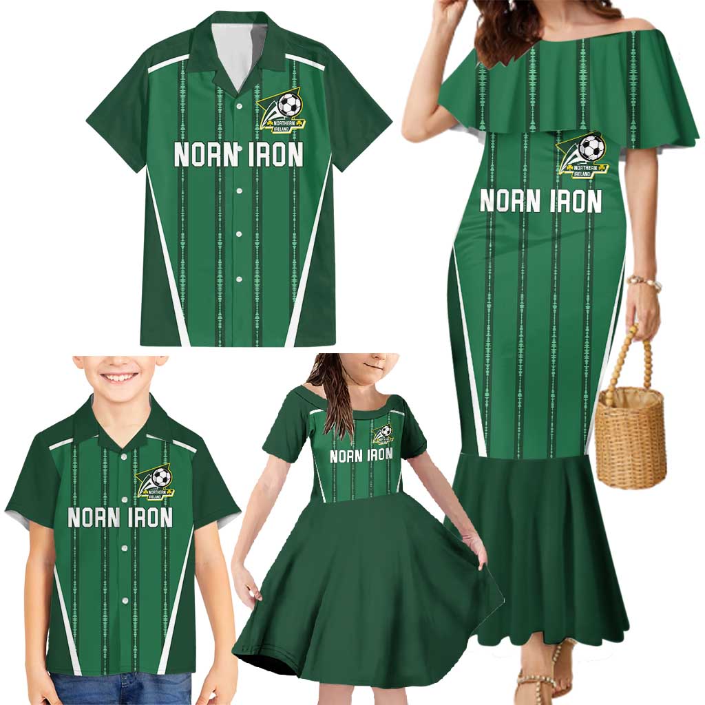 Custom Northern Ireland Football Family Matching Mermaid Dress and Hawaiian Shirt Norn Iron Go Champions