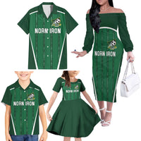 Custom Northern Ireland Football Family Matching Off The Shoulder Long Sleeve Dress and Hawaiian Shirt Norn Iron Go Champions