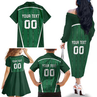 Custom Northern Ireland Football Family Matching Off The Shoulder Long Sleeve Dress and Hawaiian Shirt Norn Iron Go Champions