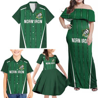 Custom Northern Ireland Football Family Matching Off Shoulder Maxi Dress and Hawaiian Shirt Norn Iron Go Champions