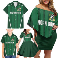 Custom Northern Ireland Football Family Matching Off Shoulder Short Dress and Hawaiian Shirt Norn Iron Go Champions