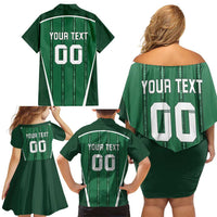 Custom Northern Ireland Football Family Matching Off Shoulder Short Dress and Hawaiian Shirt Norn Iron Go Champions