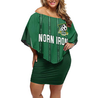 Custom Northern Ireland Football Family Matching Off Shoulder Short Dress and Hawaiian Shirt Norn Iron Go Champions