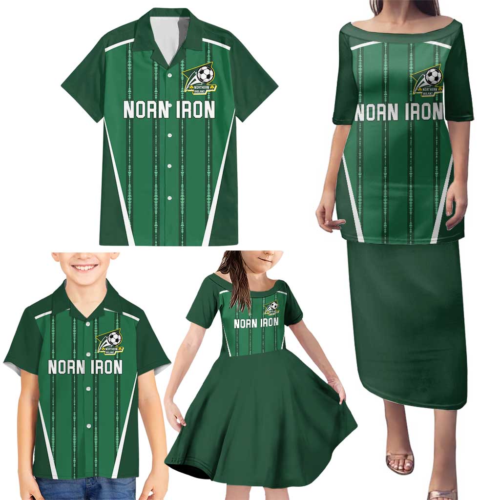 Custom Northern Ireland Football Family Matching Puletasi and Hawaiian Shirt Norn Iron Go Champions